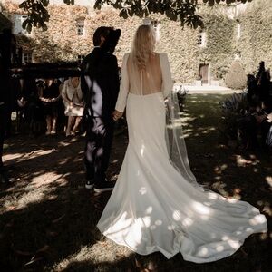 Justin Alexander NORMA Long Sleeve Fit Flare Modern Wedding Gown Dress